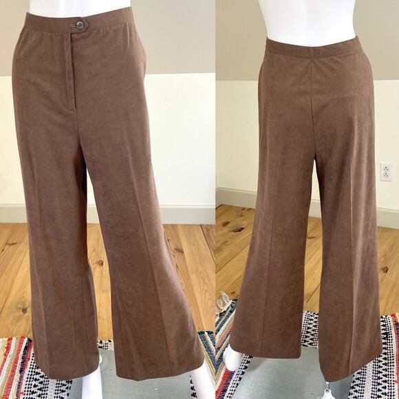 Campus Casuals Pants - Vintage 70s Brown Ultra Suede Wide Leg Flared Pants 30x29 Campus Casuals